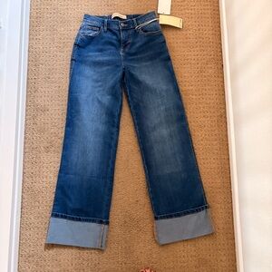 New Love Trends High Waist Wide Leg Cuffed Cuff Jeans Sz 0